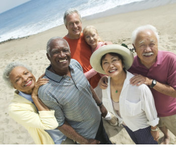 elderly on a beach